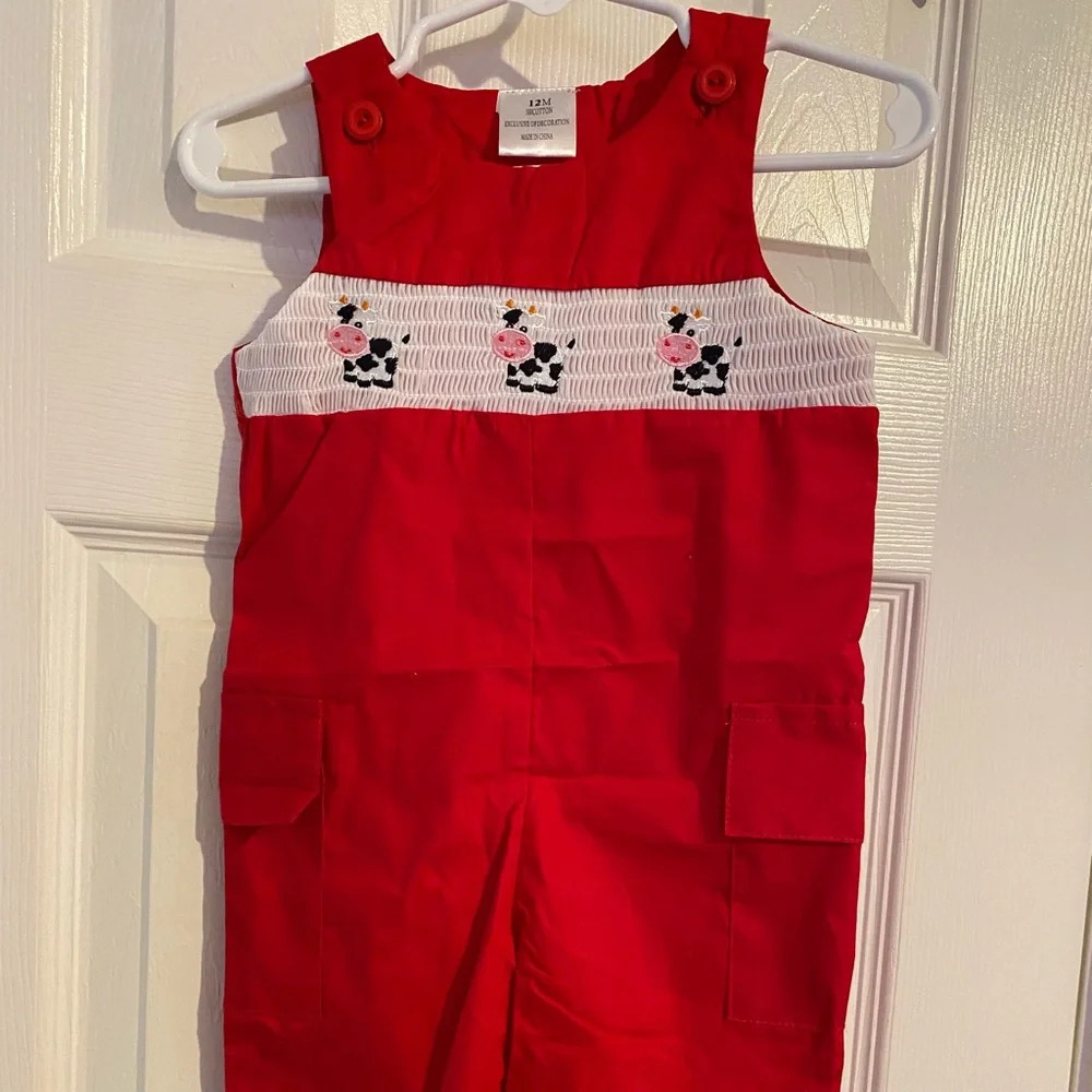 New Smocked Cow Longalls